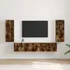 Image de vidaXL Meuble TV mural Montage mural 2 pcs Chêne fumé 30 x 31 x 80 cm