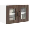 Image de vidaXL Cabinet en verre mural PORTO 2 pcs Chêne brun 60 x 31 x 40 cm, Armoire de cuisine en bois moderne, murale, rangement compact, design pratique, meuble en bois durable
