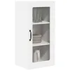 Image de vidaXL Cabinet en verre mural PORTO 2 pcs Blanc 40 x 31 x 80 cm, Armoire de cuisine en bois moderne, murale, rangement compact, design pratique, meuble en bois durable
