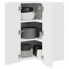 Image de vidaXL Cabinet d'angle mural PORTO Blanc 57 x 57 x 80 cm, Armoire de cuisine en bois moderne, murale, rangement compact, design pratique, meuble en bois durable