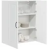 Image de vidaXL Meuble mural PORTO Blanc brillant 80 x 31 x 100 cm, Armoire de cuisine en bois moderne, murale, rangement compact, design pratique, meuble en bois durable