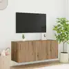Image de vidaXL Meuble TV mural avec LED Chêne artisanal 100 x 35 x 41 cm