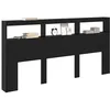 Image de vidaXL Tête de lit Chêne noir 200 x 17 x 102 cm Bois d'ingénierie, Tête de lit élégante avec éclairage, design moderne durable, USB, rangement pratique, un super upgrade pour votre chambre