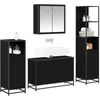 Image de vidaXL Ensemble de mobilier de salle de bain 4 pcs Chêne noir, Ensemble de salle de bain moderne, meuble rectangulaire, rangement pratique, vanité élégante, cabinet mural en bois