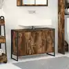 Image de vidaXL Cabinet de salle de bain avec porte Chêne Fumé 90 x 30 x 60 cm