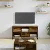 Image de vidaXL Meuble TV 100 x 36 x 49,5 cm Chêne Fumé Bois d'ingénierie