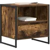 Image de vidaXL Table de chevet avec tiroir 2 pcs Chêne Fumé 50 x 39,5 x 50 cm, Table de nuit industrielle, table d'appoint compacte, rangement en bois, déco minimaliste pour chambre urbaine