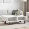 Image de vidaXL Side Table with Wheels Blanc 90 x 50 x 30 cm Bois d'ingénierie