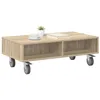 Image de vidaXL Bijzettafel met wielen Sonoma Eik 90 x 50 x 30 cm Bewerkt hout