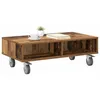 Image de vidaXL Bijzettafel met wielen Oudhout 90 x 50 x 30 cm Bewerkt hout