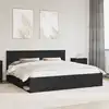 Image de vidaXL Cadre de lit avec tête de lit Noir 200 x 200 cm Pin massif