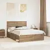 Image de vidaXL Cadre de lit Chêne artisan 140 x 190 cm Pin massif