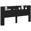 Image de vidaXL Tête de lit Noir 200 x 16,5 x 103,5 cm Bois d'ingénierie, Tête de lit chic, rangement moderne avec USB, lumières LED colorées, bois fonctionnel pour chambres