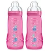 Image de MAM Biberon Deuxième Age Coloré 330 ml à Partir de 6 Mois Tétine Débit X Lot de 2 - Couleur Aléatoire