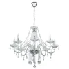 Image de Eglo Luminaire suspendu Basilano 1 Lustre à 8 flammes vintage shabby chic en acier et en verre chromé clair Lampe de table à manger avec culot E14