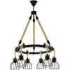 Image de EGLO Suspension Rampside, lampe vintage à 6 flammes au design industriel