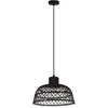 Image de EGLO Suspension luminaire Ausnby, lustre suspendu vintage, scandinave et bohème, lampe de salon et de salle à manger en bois et métal noir, douille E27