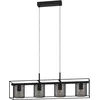 Image de EGLO Suspension luminaire Catterick, lustre au design industriel à 4 lampes, lampe de plafond rectangulaire à suspendre pour salon et salle à manger, grillage en métal noir, douille E27