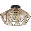 Image de EGLO Luminaire plafonnier Adwickle, lampe de plafond naturelle au design vintage, lampe de salon en tissu couleur nature et métal noir, douille E27