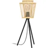 Image de EGLO Lampe de table Hykeham, luminaire pour salon trépied à poser, tripode décoratif au style bohème et nature, bambou naturel métal noir, douille E27
