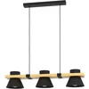 Image de EGLO Suspension luminaire Maccles, lustre naturel à 3 lampes pour salon et salle à manger, FSC100HB, lampe de plafond suspendue en bois et métal noir, douille E27, 78 cm