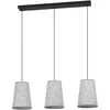 Image de EGLO Suspension luminaire Alsager, lustre à 3 lampes pour salon et salle à manger, lampe de plafond suspendue en feutre gris et métal noir, douille E27, 91 cm