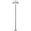 Image de EGLO Lampadaire extérieur SIDNEY, luminaire extérieur à 3 flammes, lampe sur pied en acier inoxydable, verre : blanc, opale mat, couleur : argent, douille : E27, IP44