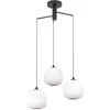 Image de EGLO Suspension luminaire Mantunalle, lampe de plafond suspendue à 3 flammes, grappe de pendentifs, lustre salon ou salle à manger en métal Noir et verre blanc, douille E27, Ø 62 cm