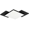 Image de EGLO Luminaire plafonnier Tamuria, panneau LED avec décor réversible, lampe de plafond en métal noir et bois naturel pour salon, blanc chaud, 35,7 cm