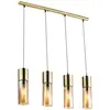 Image de GLOBO Plafonnier en laiton - Lampe suspendue - Éclairage de chambre - Verre - Ambre 21000-4HM