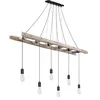 Image de GLOBO Suspension à 6 ampoules avec échelle en bois, largeur 160 cm