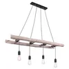 Image de Suspension à 4 lampes avec échelle en bois, largeur 115 cm