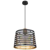 Image de Globo Suspension métal noir mat bois naturel métal noir mat doré 15451H1