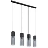 Image de Suspension   Gris   Noir mat   Métal   Verre fumé   4 ampoules   80 x 156 cm