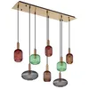 Image de GLOBO LIGHTING Suspension avec 8 abat-jours en verre multicolore, 125 cm de long