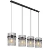 Image de Globo Suspension - Noir mat - Métal - Verre fumé - 4 ampoules - 110 x 140 cm