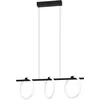 Image de EGLO Suspension luminaire LED Caranacoa, lustre à 3 lampes, plafonnier à suspendre pour salon et salle à manger, métal noir avec anneaux en plastique blanc, blanc chaud