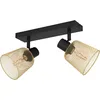 Image de EGLO Rail spot Coslada, rampe de 2 spots orientables, barre de spots pivotants au style industriel, plafonnier grillage en métal noir et laiton brossé, lampe de plafond avec douille E27