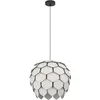 Image de EGLO Suspension luminaire Mattanza, lustre pour salon et salle à manger, lampe de plafond suspendue en bois gris clair et métal noir, douille E27, Ø 50 cm