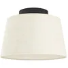 Image de EGLO Luminaire plafonnier Febres, lampe de plafond en tissu bouclé, éclairage de salon en métal noir et textile blanc, douille E27, Ø 35 cm
