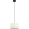 Image de EGLO Suspension luminaire Febres, lampe de plafond suspendue ronde, lustre pour salle à manger en tissu bouclette, métal en noir et textile en blanc, douille E27, Ø 35 cm