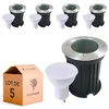 Image de Europalamp - Lot de 5 Spot Encastrable de Sol Rond Inox 316 Extérieur IP65 + Ampoule GU10 7W Blanc Froid 6000K