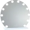 Image de Flamingueo Miroir Coiffeuse Rond - 12 LED - 3 Modes D'Éclairage - Intensité Réglable - Contrôle Tactile - Miroir Maquillage - Blanc - 50x12x47cm