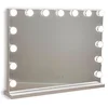 Image de Flamingueo Miroir Coiffeuse - 15 LED - 3 Modes D'Éclairage - Intensité Réglable - Contrôle Tactile - Port USB - Miroir Grossissant Inclus - Blanc - 58x12x48cm