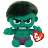 Image de Jouet en peluche Hulk - TY - Marvel Beanie Babies - 18 cm - Dès 3 ans - Vert