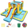 Image de COSTWAY Château Gonflable 7 en 1 pour Enfants avec Toboggan Tunnel Panier de Basket Jeu de Lancer dAnneaux Souffleur Non Inclus