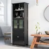 Image de COSTWAY Colonne Salle de Bain avec 4 Portes 2 Compartiments Ouverts Armoire Salle de Bain Étagères Réglables 60x30x163 cm Noir