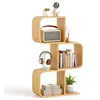 Image de COSTWAY Bibliothèque en Forme de S à 3 Niveaux 3 Cubes Ouverts Etagère de Rangement en Bambou au Sol pour Salon Bureau Naturel