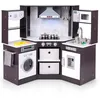 Image de Cuisne Enfants 3 Ans+ COSTWAY en Bois -17 Accessoires Sons et Lumières Tableau Noir Cadeau Idéal Marron