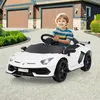 Image de Lamborghini Voiture Électrique 12V/45 Ah Télécommande 2.4G 2 Moteur Suspension à Ressort LED MP3 USB TF Radio Blanc